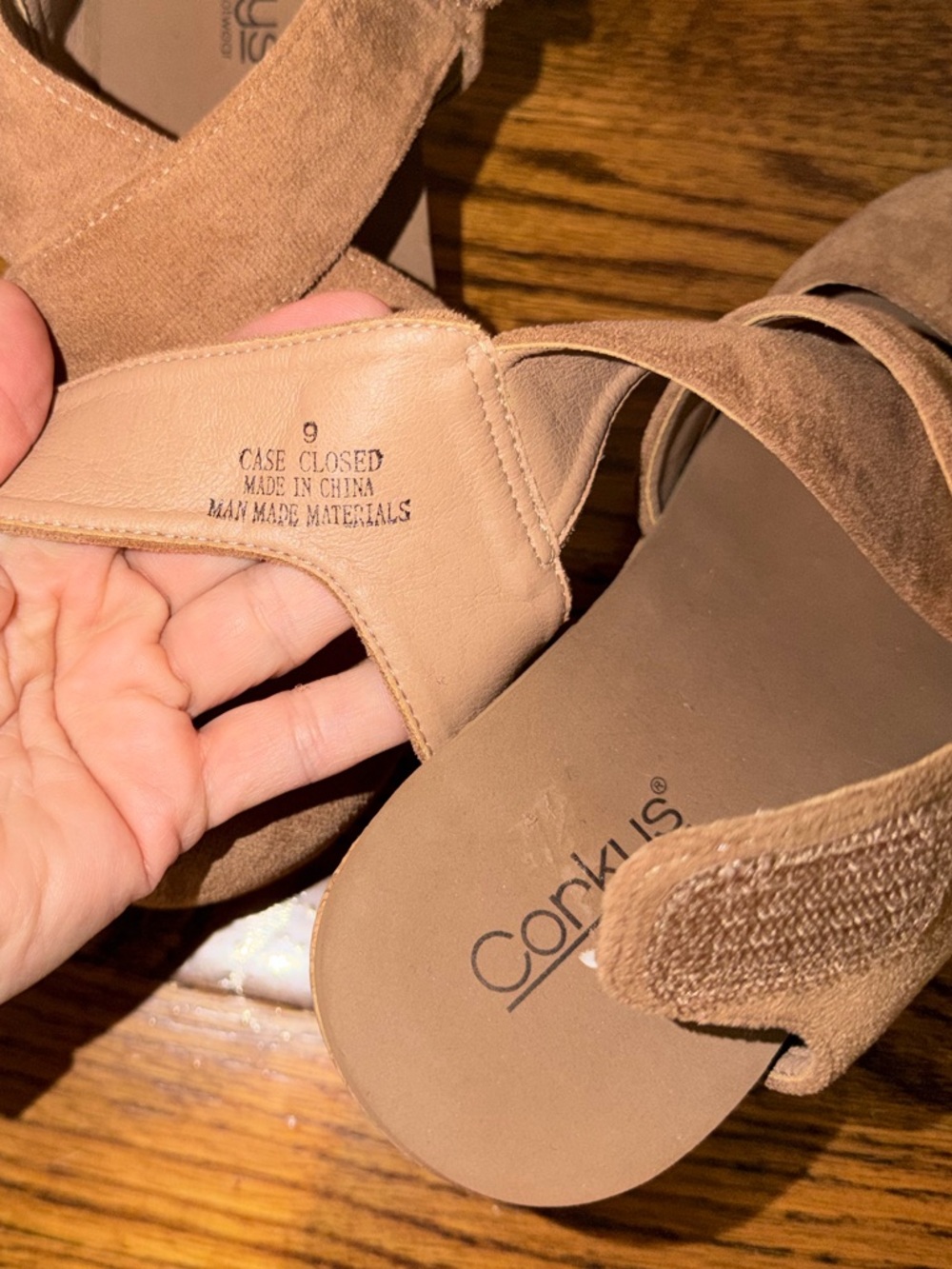 Corky’s Brown Cork Wedge Sandals - Picture 8 of 11